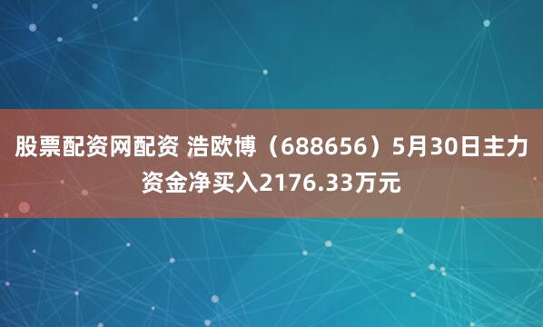 股票配资网配资 浩欧博（688656）5月30日主力资金净买入2176.33万元