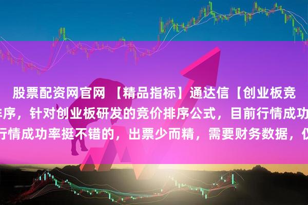 股票配资网官网 【精品指标】通达信【创业板竞价1进2】指标，副图排序，针对创业板研发的竞价排序公式，目前行情成功率挺不错的，出票少而精，需要财务数据，仅限电脑通达信通用