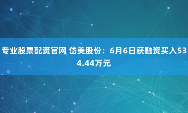 专业股票配资官网 岱美股份：6月6日获融资买入534.44万元