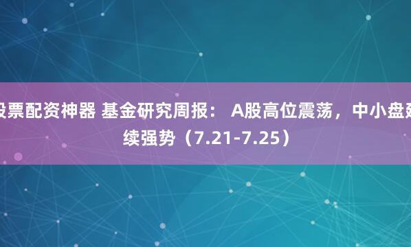 股票配资神器 基金研究周报： A股高位震荡，中小盘延续强势（7.21-7.25）